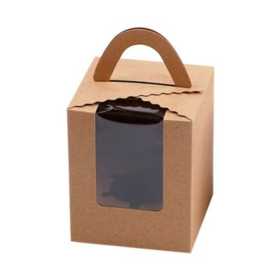 SHOWERORO Cupcake Carrier with Window 50pcs Mini Cupcake Containers in Paper Ideal for Parties Birthdays and Events