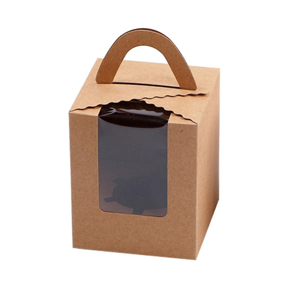 SHOWERORO Cupcake Carrier with Window 50pcs Mini Cupcake Containers in Paper Ideal for Parties Birthdays and Events
