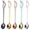 IFAJOOR Flatware Silverware Set, 1/4/6/8 Pieces 304 Stainless Steel Feather Coffee Spoon Creative Cartoon Wings Stirring Spoon Dessert Spoon, Cutlery Set (Color : Black, Size : 6Pcs) view 3