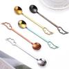 IFAJOOR Flatware Silverware Set, 1/4/6/8 Pieces 304 Stainless Steel Feather Coffee Spoon Creative Cartoon Wings Stirring Spoon Dessert Spoon, Cutlery Set (Color : Black, Size : 6Pcs) view 4