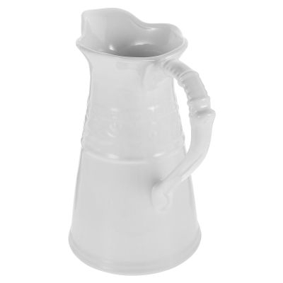 Amosfun Retro Ceramic Milk Jug Vase 8.85 Inch European Style Pitcher Flower Holder for Home Desktop and Table Decor