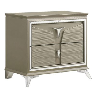 Pemberly Row Modern 2-Drawer Nightstand Made with Wood in Silver