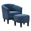 Pemberly Row Modern Accent Chair with Ottoman in Blue Fabric view 1