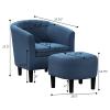 Pemberly Row Modern Accent Chair with Ottoman in Blue Fabric view 3