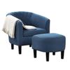 Pemberly Row Modern Accent Chair with Ottoman in Blue Fabric view 4