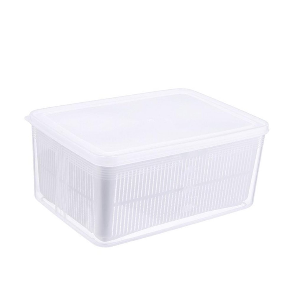 PRETYZOOM Kitchen Drain Basket Double Drain Basket Square Drainer Vegetable Wash Container Kitchen Sundries Storage