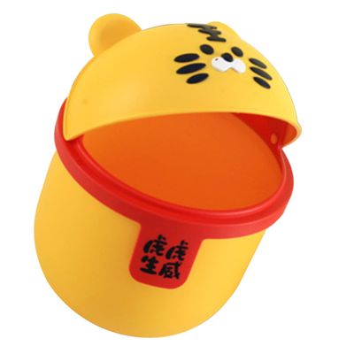 PRETYZOOM Cute Cartoon Mini Trash Can Lid Small Desk Wastebasket for Home Office Kitchen and Bedroom Sturdy Plastic Container for Easy Cleaning and Decor
