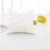 MERRYHAPY 20x20cm Wedding Ceremony Engagement Ring Pillow with Graceful Flowers Ribbons view 3