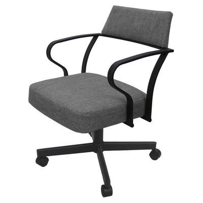 Pemberly Row Swivel Tilt Metal Dining Caster Chair-Mojave Gray Fabric-Gray Frame