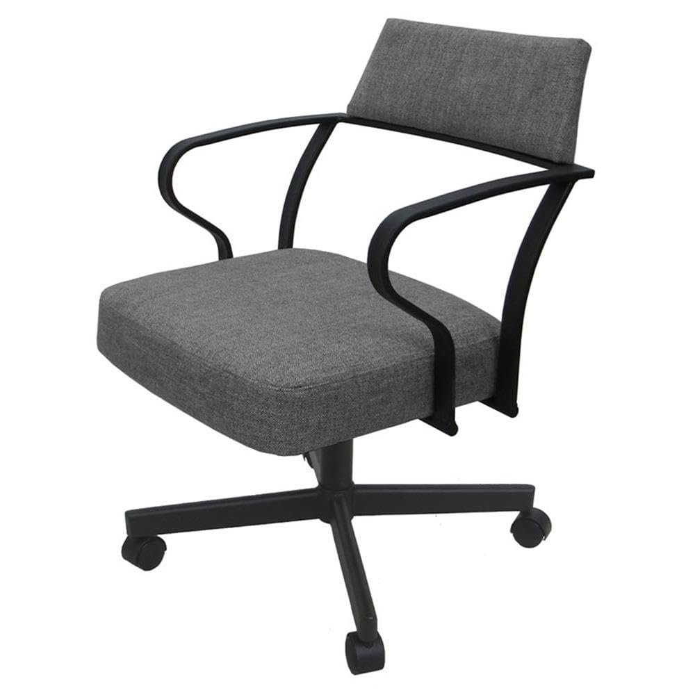 Pemberly Row Swivel Tilt Metal Dining Caster Chair-Mojave Gray Fabric-Gray Frame