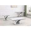 Pemberly Row Contemporary Silver Square Faux Marble End Table view 2