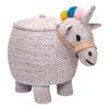 Pemberly Row Unicorn Water Hyacinth Laundry Hamper Light Gray view 1