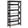 Pemberly Row Modern Four-Shelf Bookcase in Black Wood Finish view 1