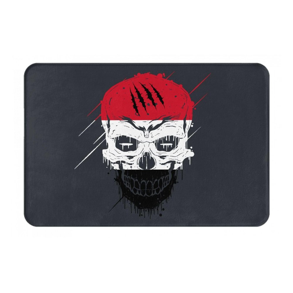 SIYTUAU Creative Yemen Patriot Skull National Flag Bathroom Rugs 16x24 Inch Ultra Soft Non Slip Bath Mat Kitchen Bedroom Rug Door Mat