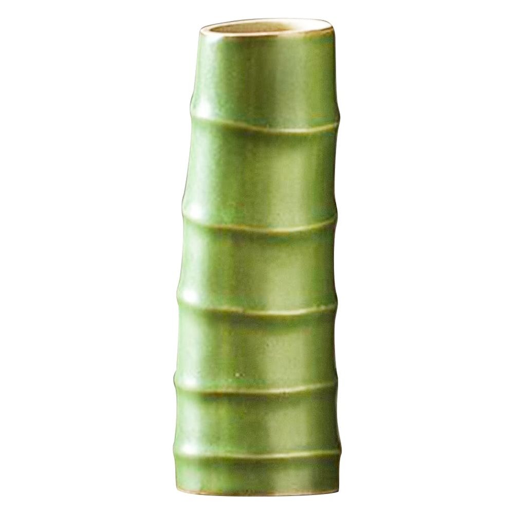 BESTOYARD Ceramic Bamboo Vase Decor for Home Wood Flower Vase Flower Arrangement Vase Home Decoration Vase Wall Vases for Flowers Volcano Imitation Bamboo Flower Container Ceramics, 15.5x5.5cm, Green