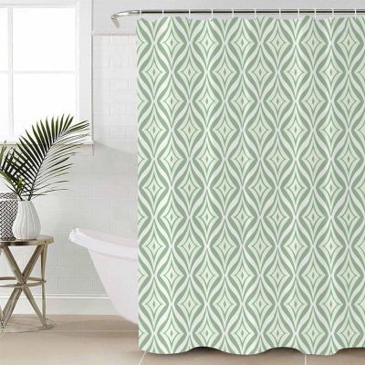 Double Love Green FloralBathroom Curtain 72 Inch Shower Curtain with Hooks, Waterproof Polyester Bath Curtain Washable Bathtub Curtain Spring Summer Modern Geometric Plant 72''x 72''