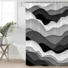 Double Love Black GreyBathroom Curtain 72 Inch Shower Curtain with Hooks, Waterproof Polyester Bath Curtain Washable Bathtub Curtain Contemporary Simple White Ocean Sea Waves 48''x 72'' view 1