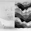 Double Love Black GreyBathroom Curtain 72 Inch Shower Curtain with Hooks, Waterproof Polyester Bath Curtain Washable Bathtub Curtain Contemporary Simple White Ocean Sea Waves 48''x 72'' view 2