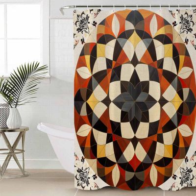 Double Love Orange BlackBathroom Curtain 84 Inch Shower Curtain with Hooks, Waterproof Polyester Bath Curtain Washable Bathtub Curtain Geometric Abstract Contemporary Flower 72''x 84''