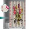 Double Love Pink TulipBathroom Curtain 78 Inch Shower Curtain with Hooks, Waterproof Polyester Bath Curtain Washable Bathtub Curtain Vintage Spring Flower Buffalo Plaid 54''x 78'' view 4