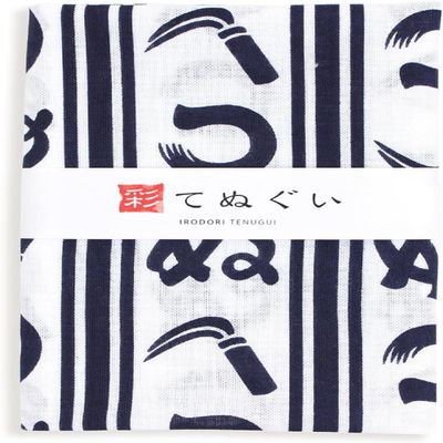 KOMESICHI irodori Japanese Traditional Towel Tenugui Kamawanu 12.99 x 34.64 in with Tenugui Iroha (English Manual) Without Fray Prevention