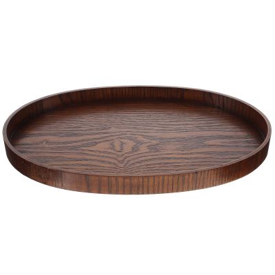 BESTOYARD Solid Wood Oval Dinner Plate 12x7 Inch Delicate Wood Plate Decorative Tray Bread Breakfast Food Key Tray Dessert Dish Food Serving Tray Tea Coffee Tray Round Coffee Cup Wooden, 30X18X2.5CM