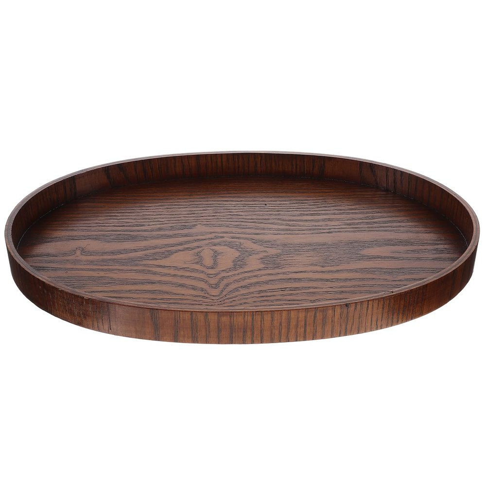 BESTOYARD Solid Wood Oval Dinner Plate 12x7 Inch Delicate Wood Plate Decorative Tray Bread Breakfast Food Key Tray Dessert Dish Food Serving Tray Tea Coffee Tray Round Coffee Cup Wooden, 30X18X2.5CM