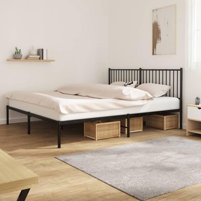 WEMYUFURN Metal Bed Frame with Headboard Black 72"x83.9", Bed Frame, Bedstead, Bedroom Furniture Modern Design for a Comfortable and Stylish Bedroom