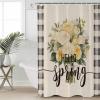 Double Love Romantic FloralBathroom Curtain 78 Inch Shower Curtain with Hooks, Waterproof Polyester Bath Curtain Washable Bathtub Curtain Vintage Botanical Plant Check 54''x 78'' view 1