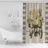 Double Love Romantic FloralBathroom Curtain 78 Inch Shower Curtain with Hooks, Waterproof Polyester Bath Curtain Washable Bathtub Curtain Vintage Botanical Plant Check 54''x 78'' view 2