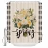Double Love Romantic FloralBathroom Curtain 78 Inch Shower Curtain with Hooks, Waterproof Polyester Bath Curtain Washable Bathtub Curtain Vintage Botanical Plant Check 54''x 78'' view 3