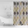 Double Love Geometric LeavesBathroom Curtain 78 Inch Shower Curtain with Hooks, Waterproof Polyester Bath Curtain Washable Bathtub Curtain Black Gold White Modern Stripes 36''x 78'' view 2