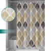 Double Love Geometric LeavesBathroom Curtain 78 Inch Shower Curtain with Hooks, Waterproof Polyester Bath Curtain Washable Bathtub Curtain Black Gold White Modern Stripes 36''x 78'' view 4