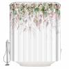 Double Love Modern LeavesBathroom Curtain 84 Inch Shower Curtain with Hooks, Waterproof Polyester Bath Curtain Washable Bathtub Curtain Colored Eucalyptus Aesthetic Plant 72''x 84'' view 3