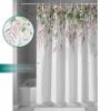 Double Love Modern LeavesBathroom Curtain 84 Inch Shower Curtain with Hooks, Waterproof Polyester Bath Curtain Washable Bathtub Curtain Colored Eucalyptus Aesthetic Plant 72''x 84'' view 4