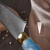IKXO Knife Set Professional 7 Pcs Damascus Chopper Set 67 Ply with White and Blue ABS Handle,Professional Forged Handmade Ideal for Restaurant Chefs or for Everyday Use at Home view 4
