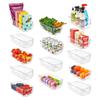 Lifemaster Multi-purpose Refrigerator Bins - 14 pieces Usable and Stackable Design Fridge Bin Organizer with Easy Grip Handles - Clear view 1