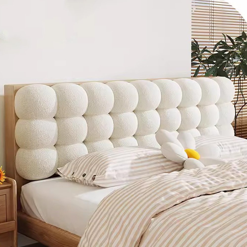 XILYZMO Upholstered Wall Panels, Wall Mounted Headboard Queen, Backrest Positioning Support Bolster Cushion, Soundproof Peel Stick Dorm Bed Headboard for Watching TV Gaming(A-White,155x60cm)