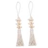ABOOFAN 2pcs Boho Style Hanging String Wall Hanging Adornment Rustic Decorations Home Decoration Coastal Seaside Decor Spiral Shells Natural Fringe Wood Country Style Beach Bag, 25x1.6x1.6cm view 1