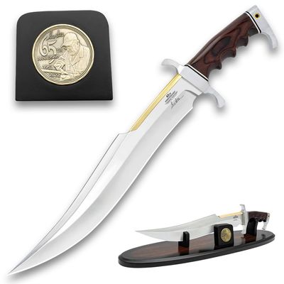 Hibben 65th Anniversary Spartan Bowie Knife | Includes Wooden Stand