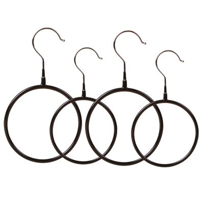 Amosfun 4pcs Scarf Organizer with Smooth Metal Rings Multi-Functional Tie Hanger for Scarves Belts Ties and Towels and Practical Closet Storage Black and White