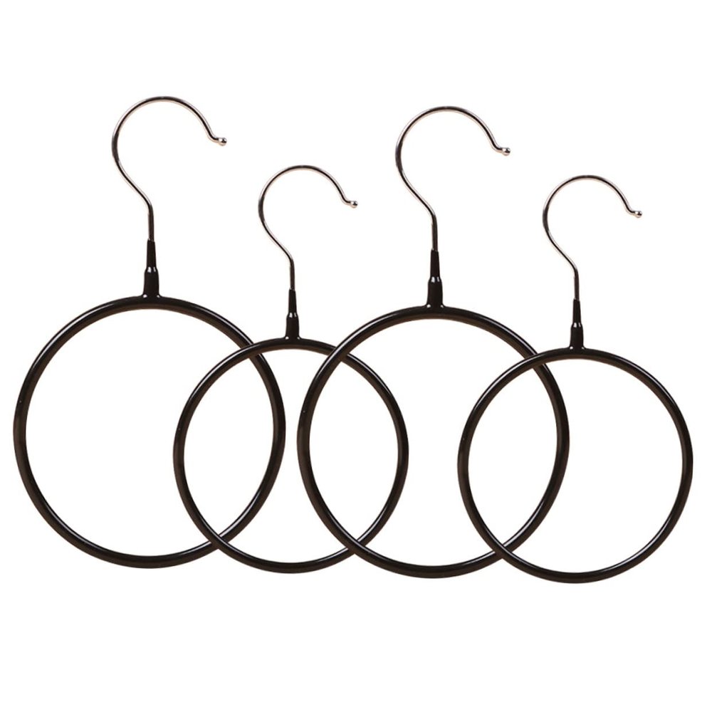 Amosfun 4pcs Scarf Organizer with Smooth Metal Rings Multi-Functional Tie Hanger for Scarves Belts Ties and Towels and Practical Closet Storage Black and White