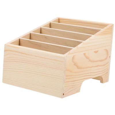 KICHOUSE Wood Desktop Storage Box 5 Grids for Phone Management