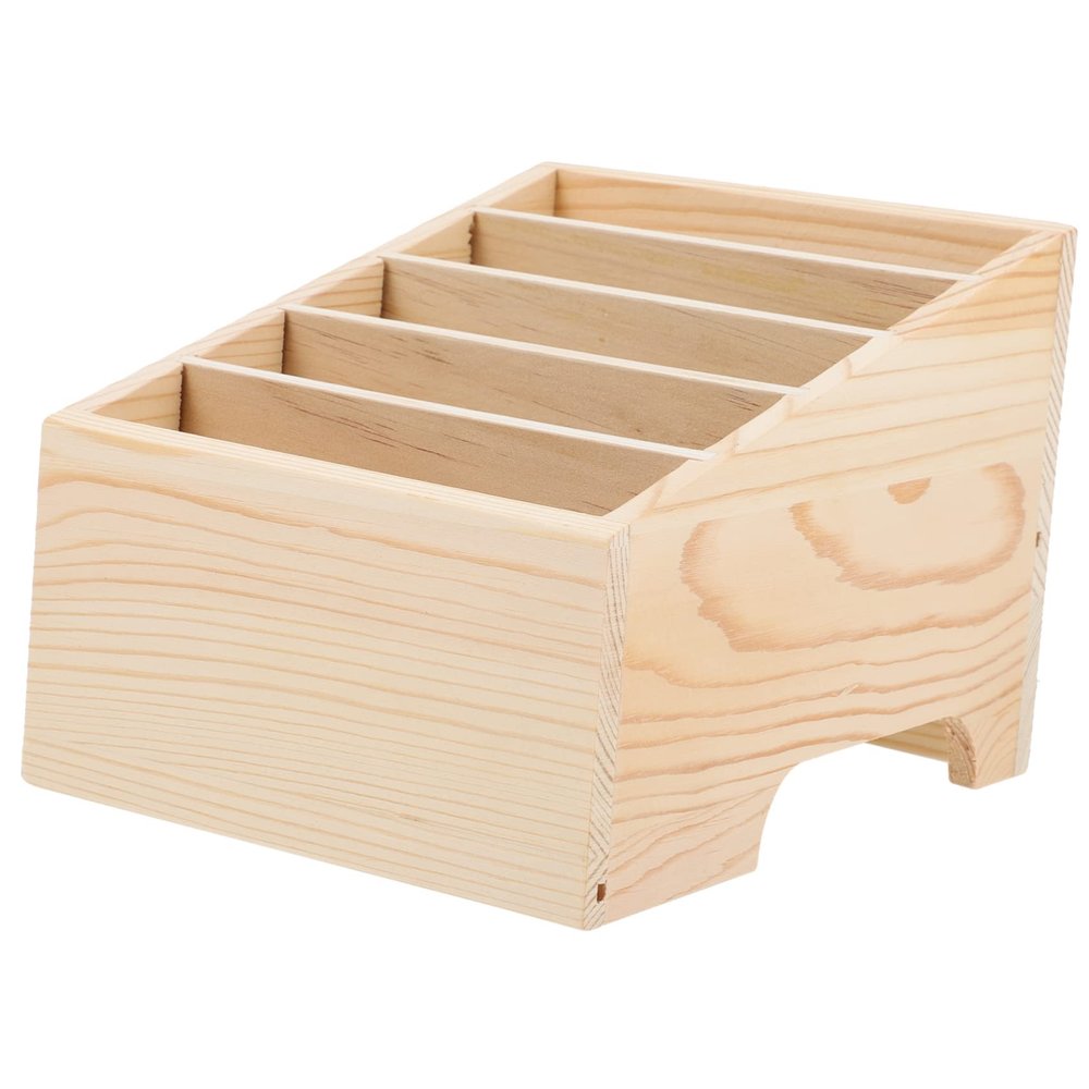 KICHOUSE Wood Desktop Storage Box 5 Grids for Phone Management