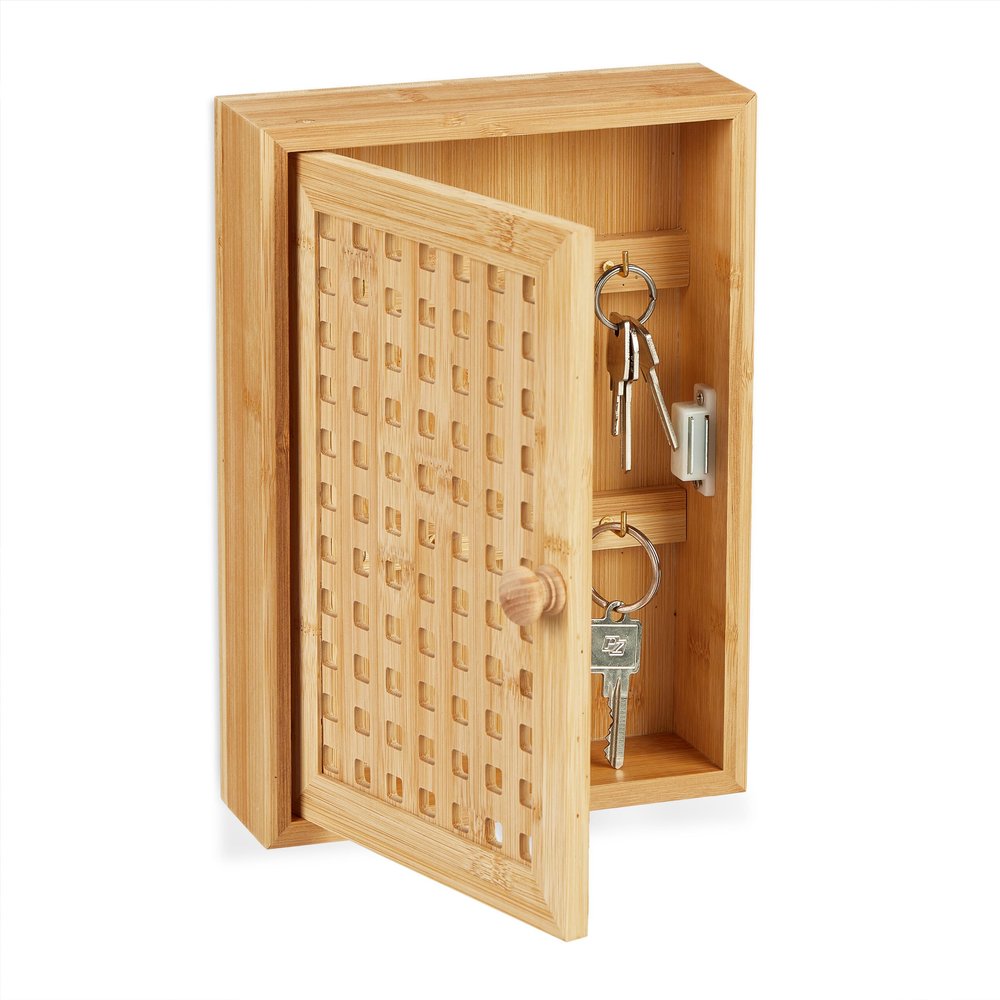 Relaxdays Bamboo Key Cabinet - Natural, 27x19x7.5cm