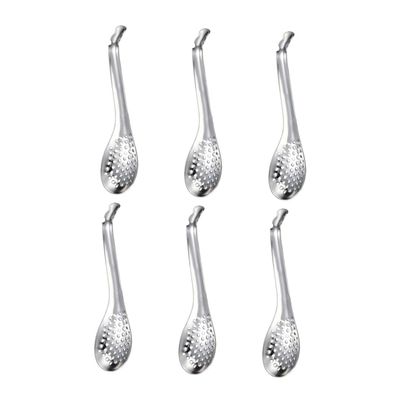 6pcs Stainless Steel Strainer Spoons Caviar Spoons Slotted Fine Strainer for Liquids Kitchen Gadgets Tableware Food Scoops Elegant