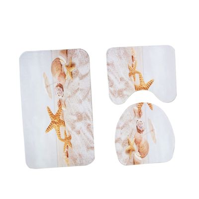 Zerodeko Beach Bathroom Accessory Set Toilet Rug Set Sea Pattern Mat Closestool Mat Comfortable Quick Dry Non-Slip Easy to Wash