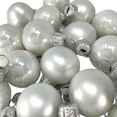 Pinnacle Peak Trading White Shiny and Matte Polish Glass 30mm Ball Bauble Ornaments 20 Piece Made in Poland 1.2 Inch