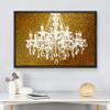 wall26 Framed Canvas Print Wall Art White Chandelier Silhouette on Glitter Background Decorative Lights Digital Art Modern Art Chic Relax/Calm for Living Room, Bedroom, Office - 24"x36" Black view 3