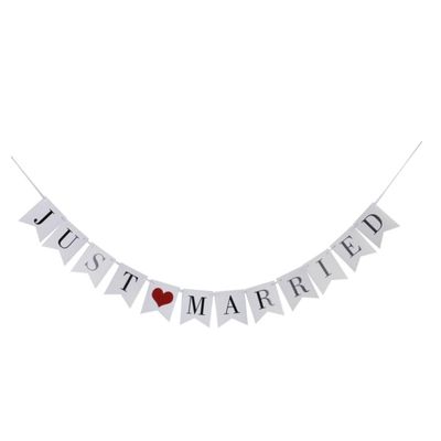 Amosfun 12pcs Married Bunting Banner Wedding Party Decoration White Cardboard Paper Rope for Wedding Ceremony and Celebration Events
